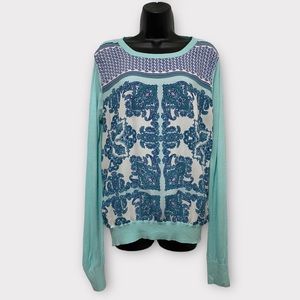 41 Hawthorne Blue & White Long Sleeve Sweater Top Size Large